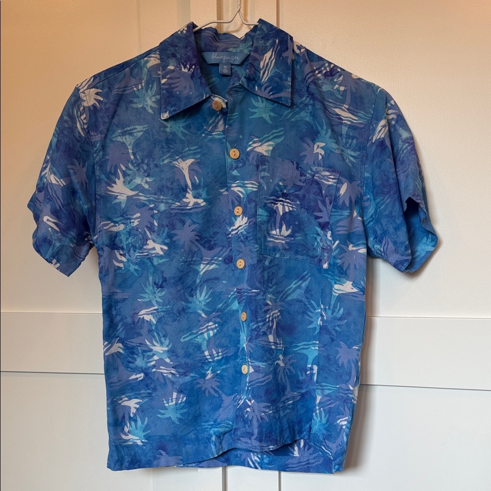 Blue Tropical Print Kids Shirt